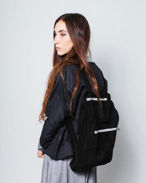 Suede XL black backpack