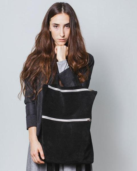 Suede XL black backpack