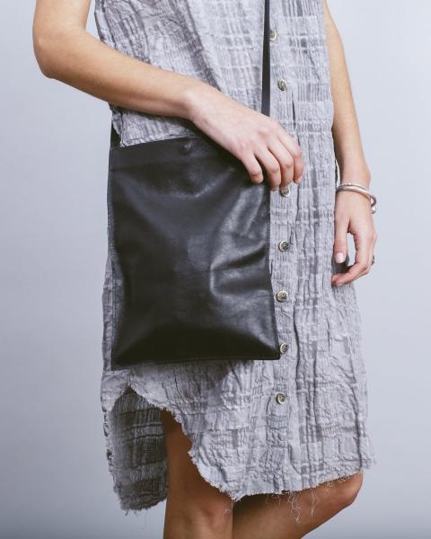 Flat black crossbody bag
