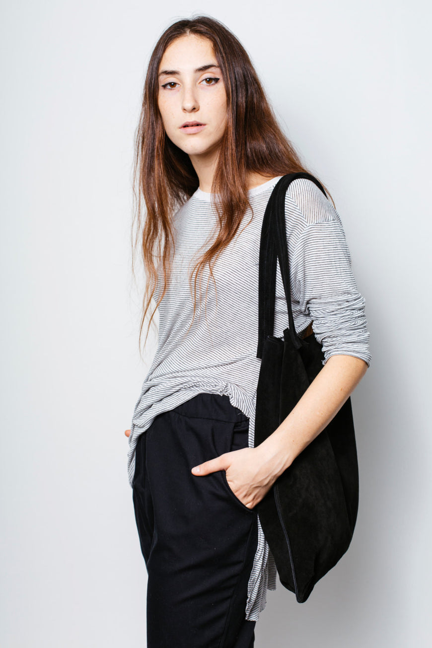 Boro suede tote bag - Black