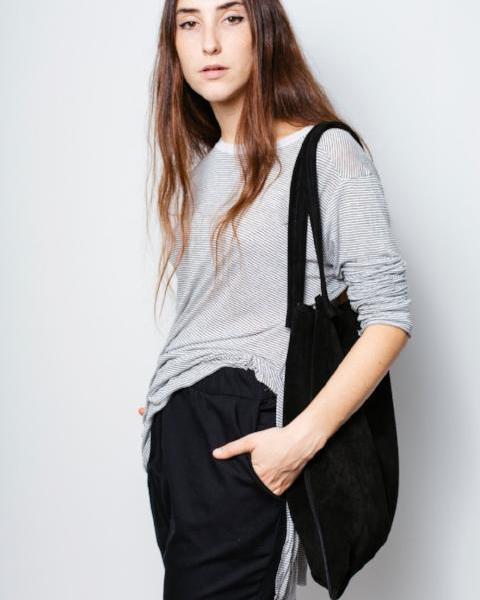 Boro suede tote bag - Black
